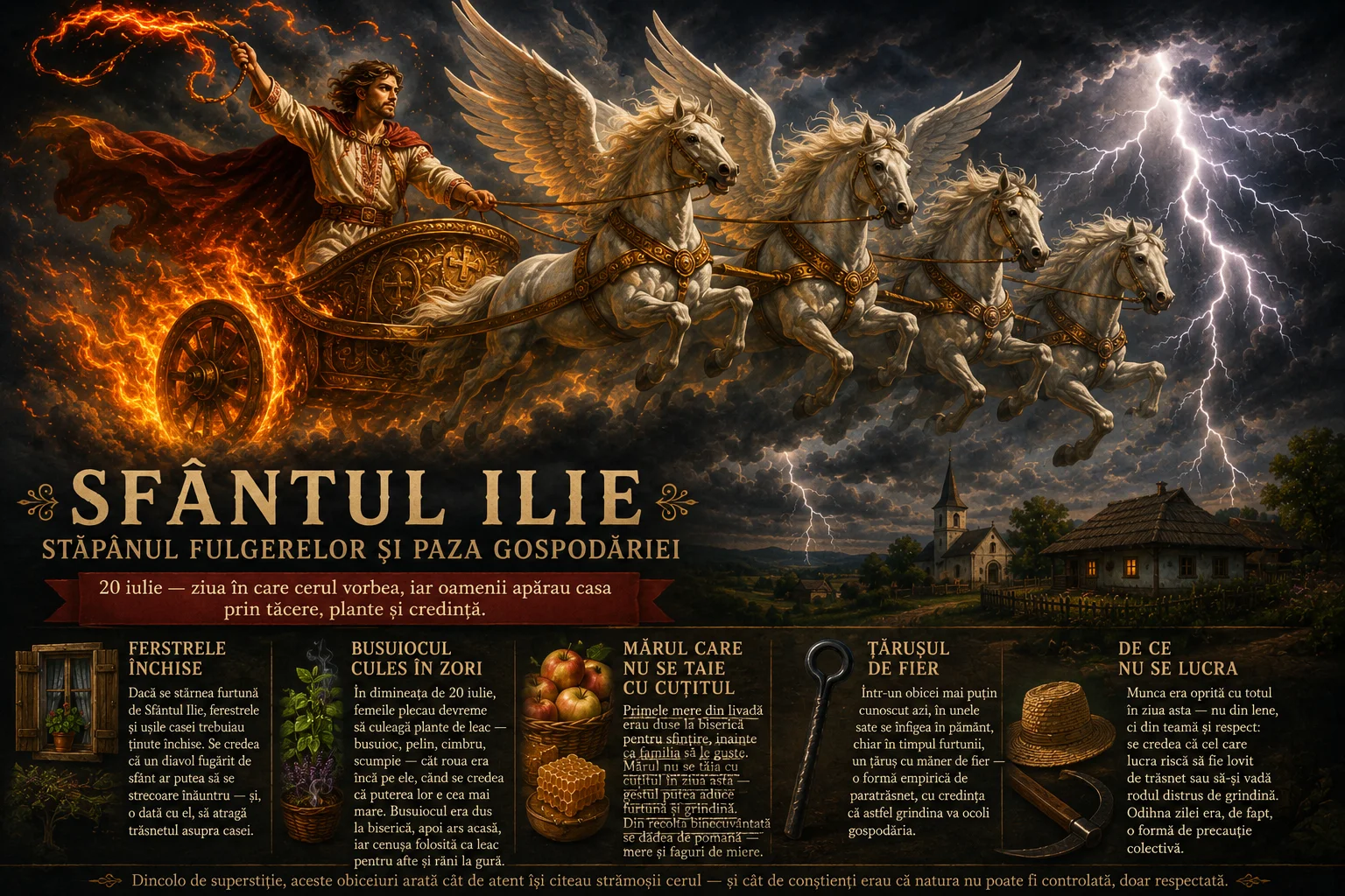 Sfântul Ilie pe cal, cu fulgere pe cer — tradiții românești de 20 iulie